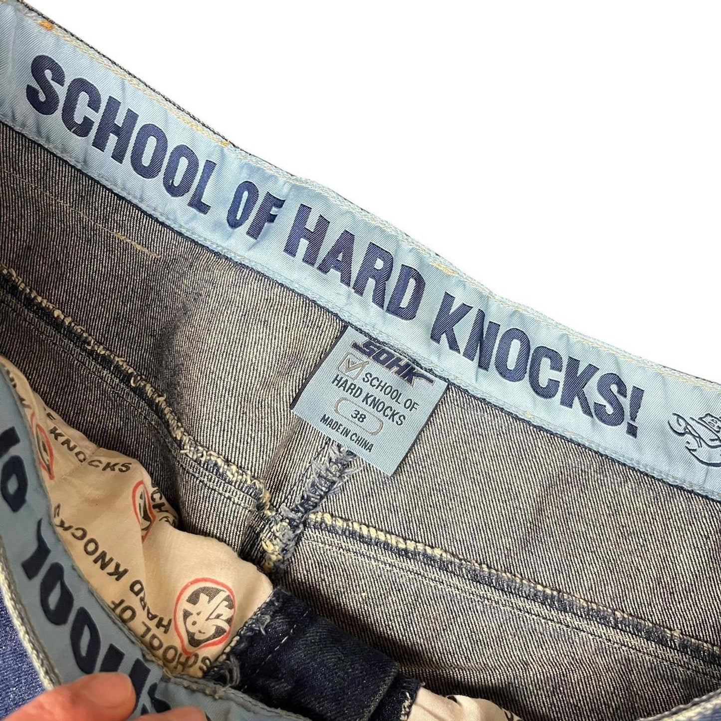 School Of Hard Knocks Leather Navy Jeans