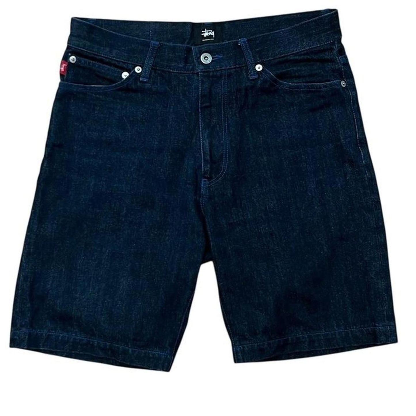 Stussy Pocket Logo Denim Shorts Blue Navy