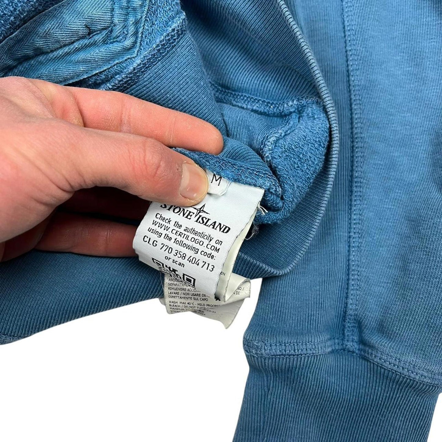 Stone Island Zip Through Hoodie Blue