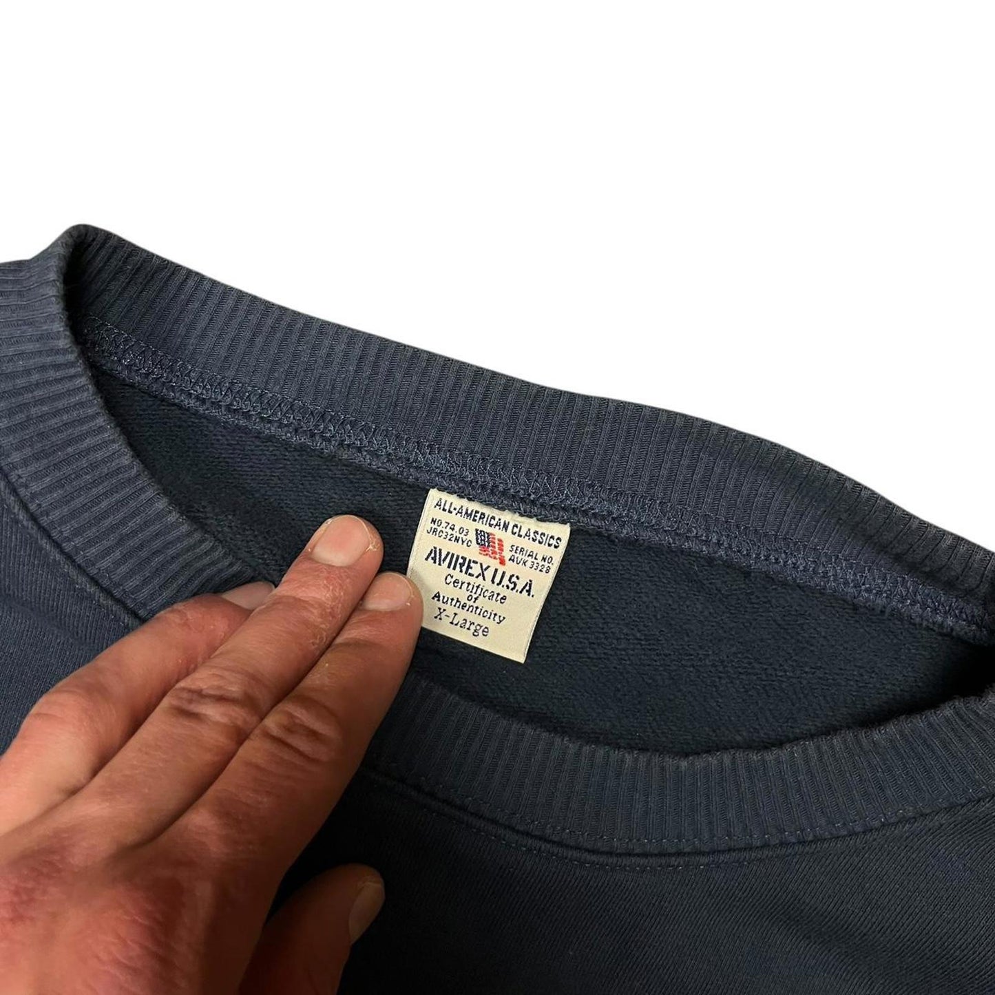 Avirex Spellout Crewneck Navy Yellow