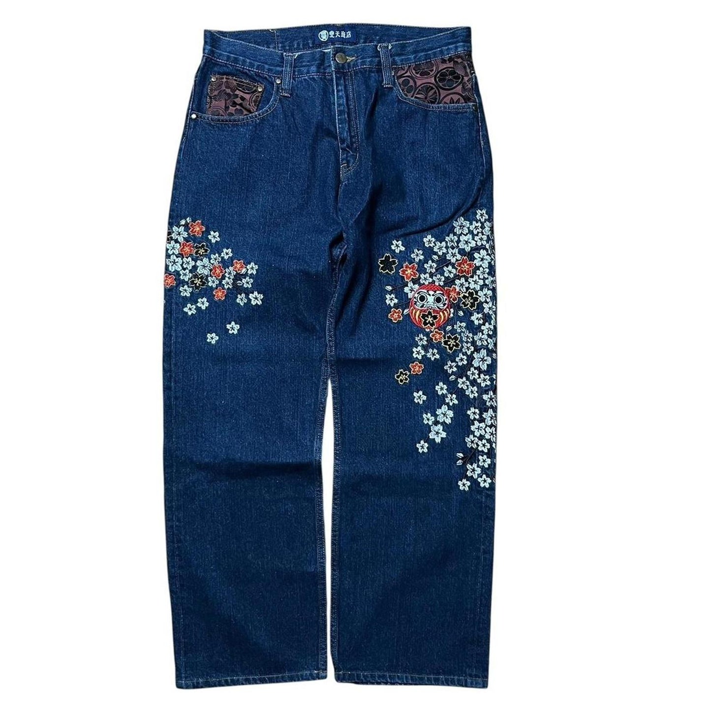 Japanese Tradition Embroidery Jeans