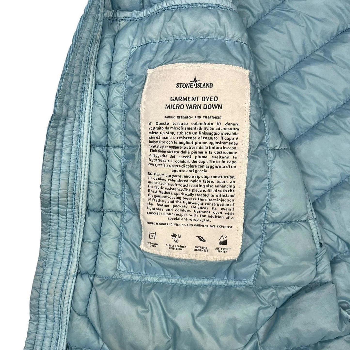 Stone Island Garment Dyed Micro Yarn Down Gilet Blue