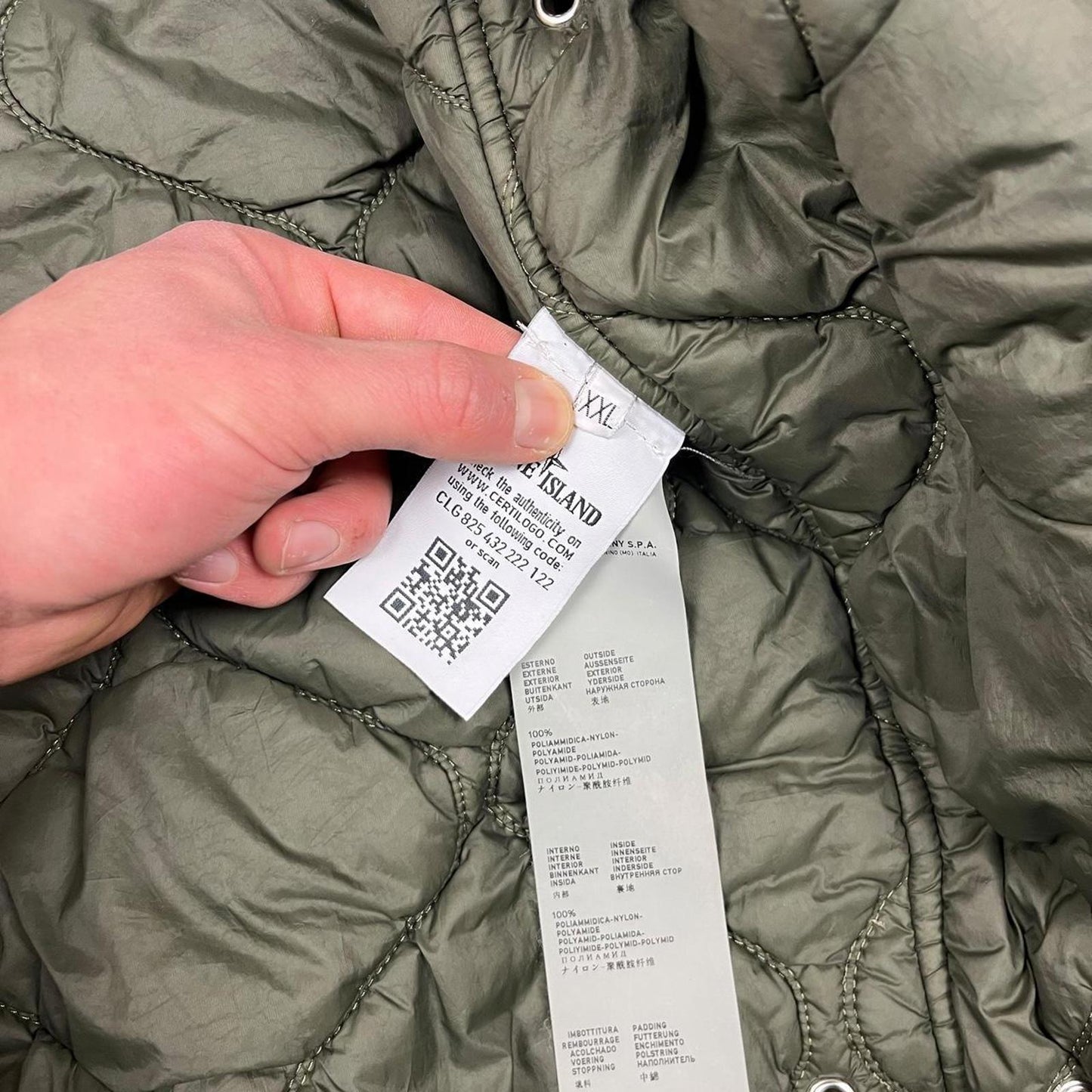 Stone Island Garment Dyed Nylon Tela Quilted Jacket Khaki