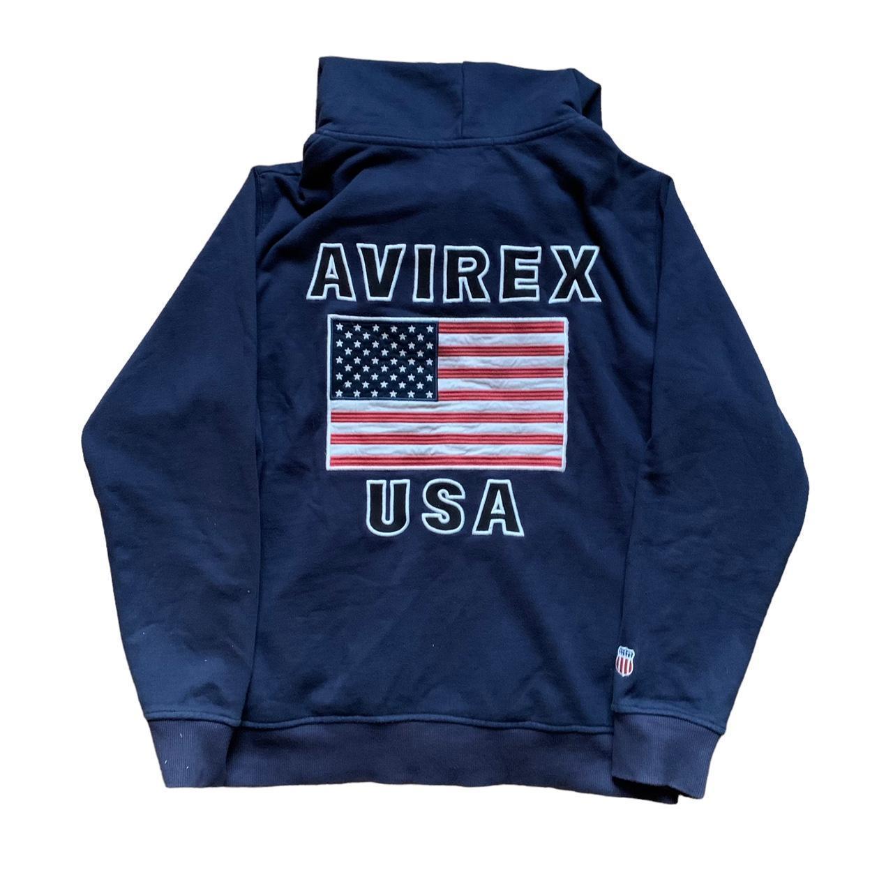 Avirex Zip Up Hoodie Blue White