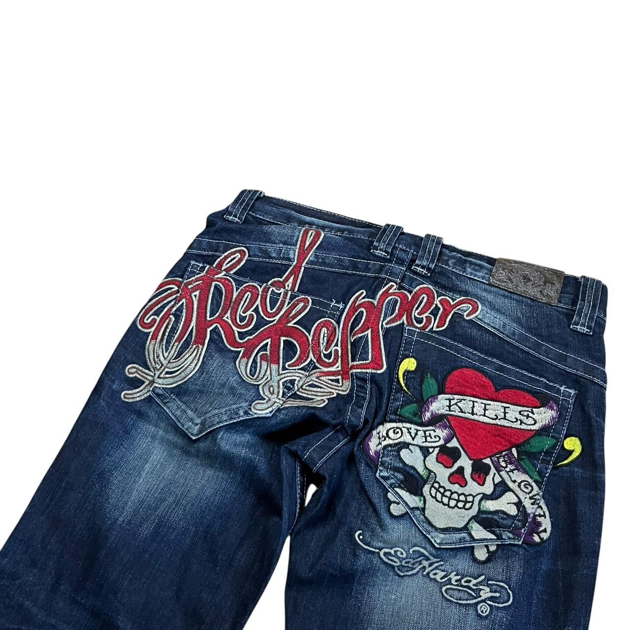 Ed Hardy Red Pepper Embroidery Jeans