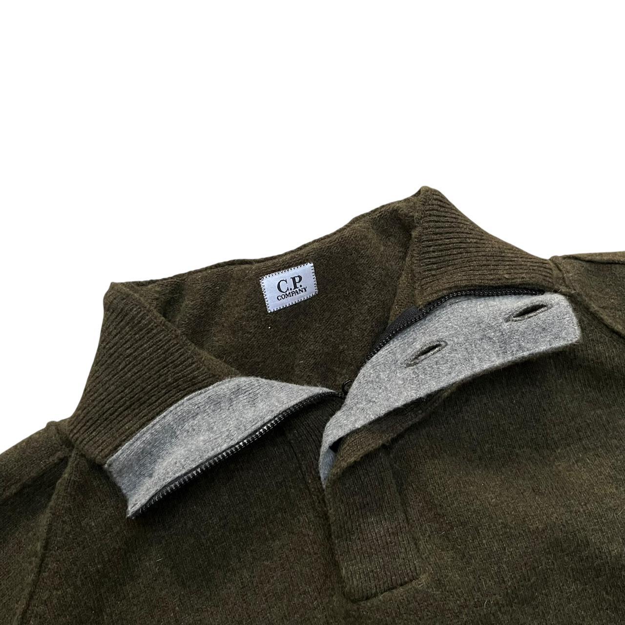 CP Company Knit Quarter Zip Dark Green