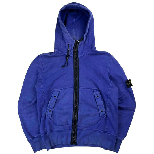Stone Island Zip Through Hoodie Blue