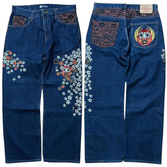 Japanese Tradition Embroidery Jeans