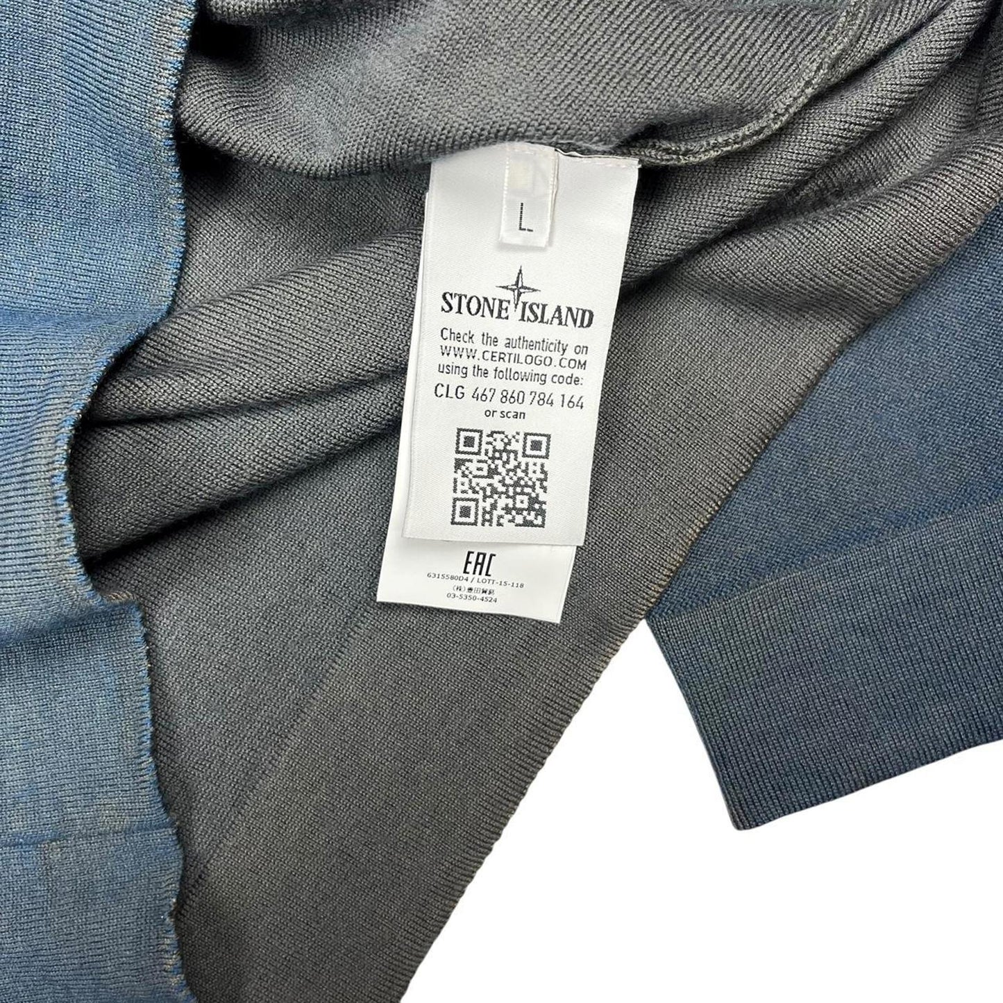 Stone Island Lightweight Knit Crewneck Blue Brown Accents