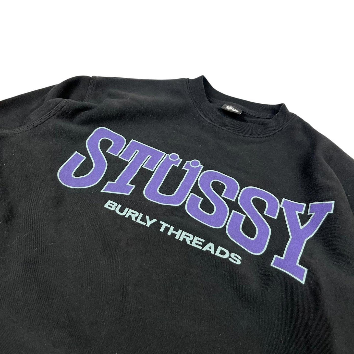 Stussy Spellout Sweatshirt Black Purple