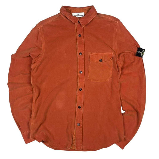 Stone Island Button Up Shirt Orange