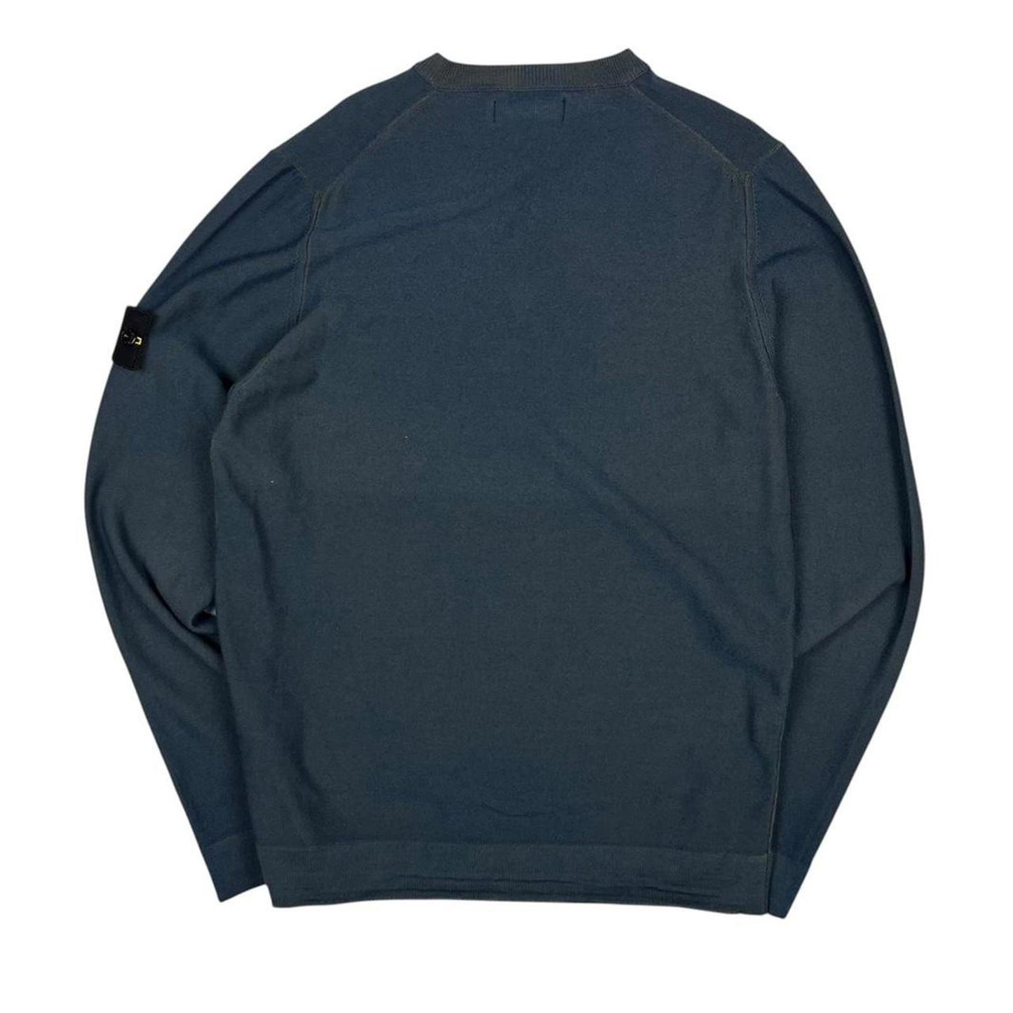 Stone Island Lightweight Knit Crewneck Blue Brown Accents