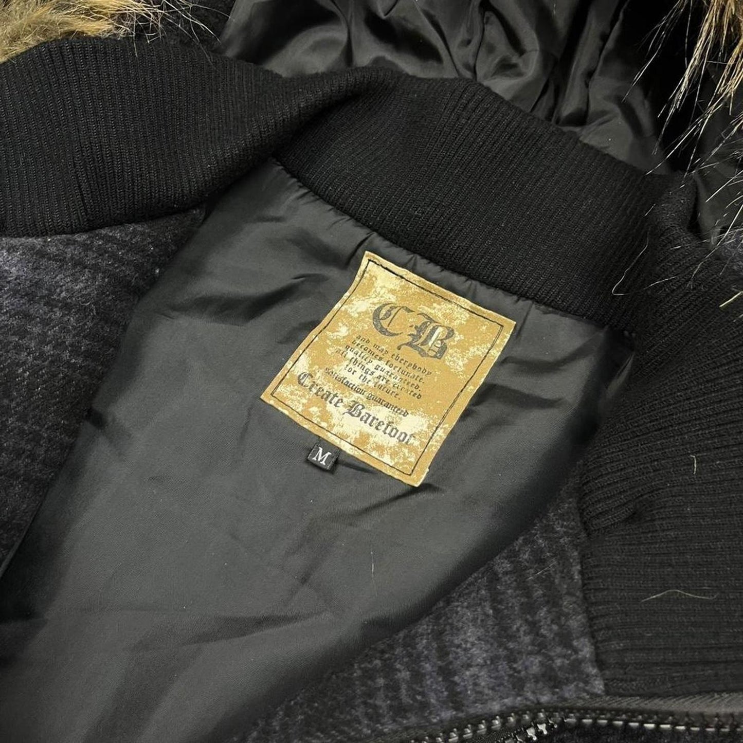 Japanese Archive Plaid Multi Pocket Fur Jacket