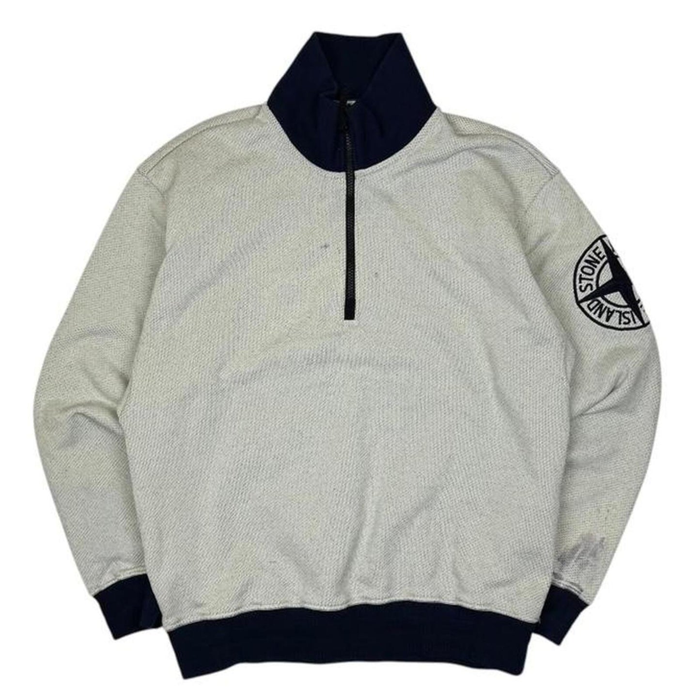 Stone Island Embroidered Logo Quarter Zip - M