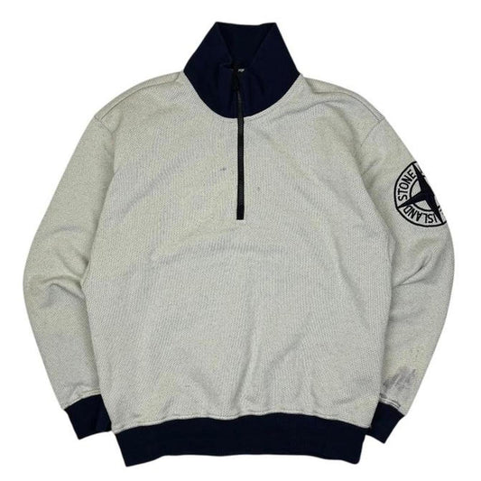 Stone Island Embroidered Logo Quarter Zip - M