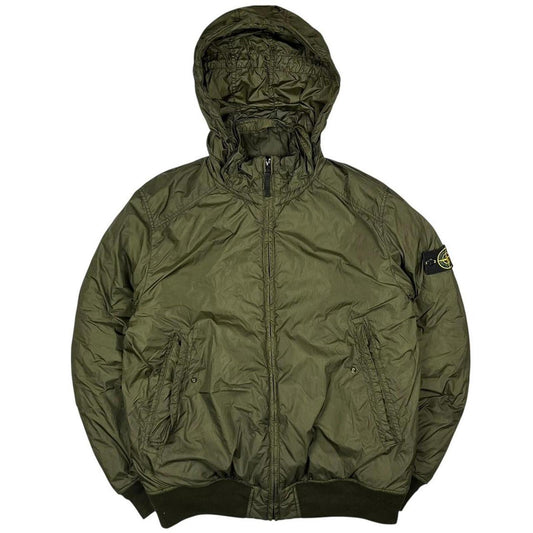 Stone Island Garment Dyed Nylon Tela Quilted Jacket Khaki