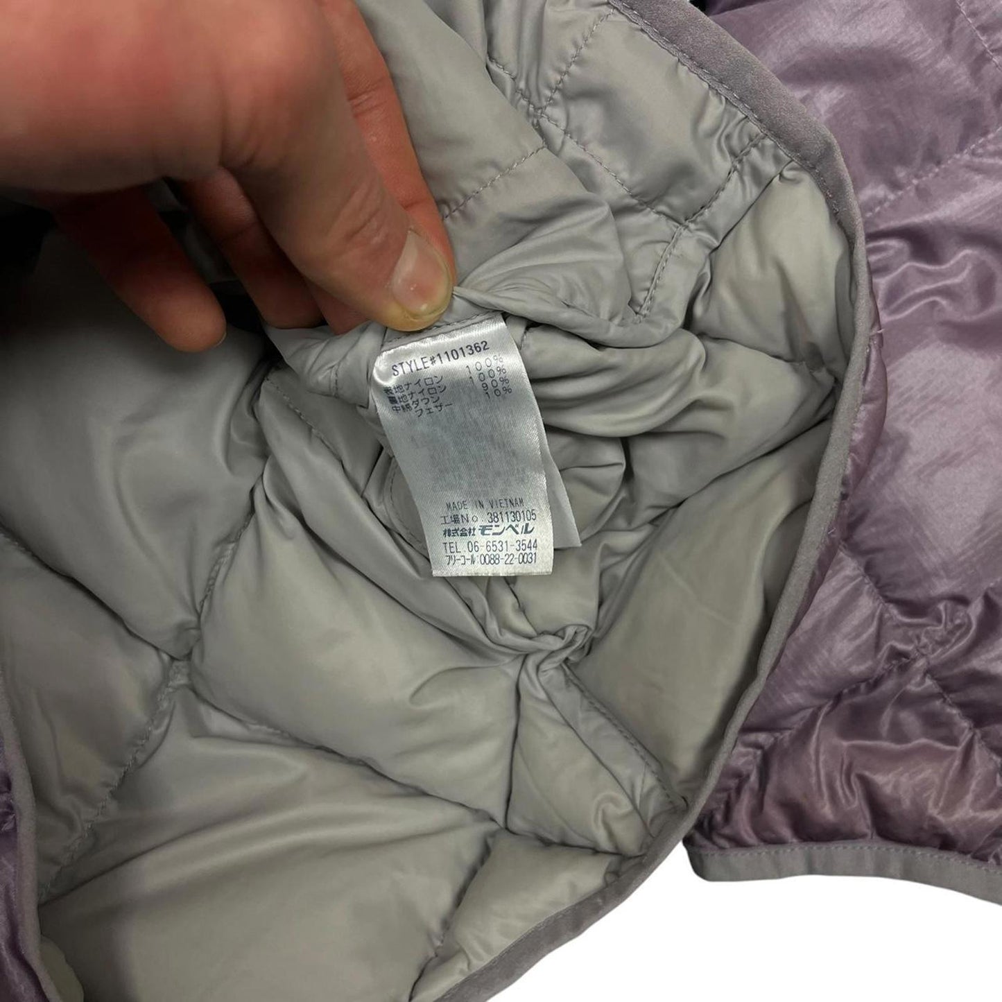 Montbell Lightweight Diamond Stitch Down Jacket Lilac Purple