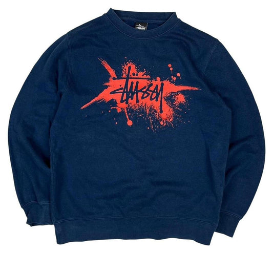 Stussy Paint Splatter Sweatshirt Red Navy