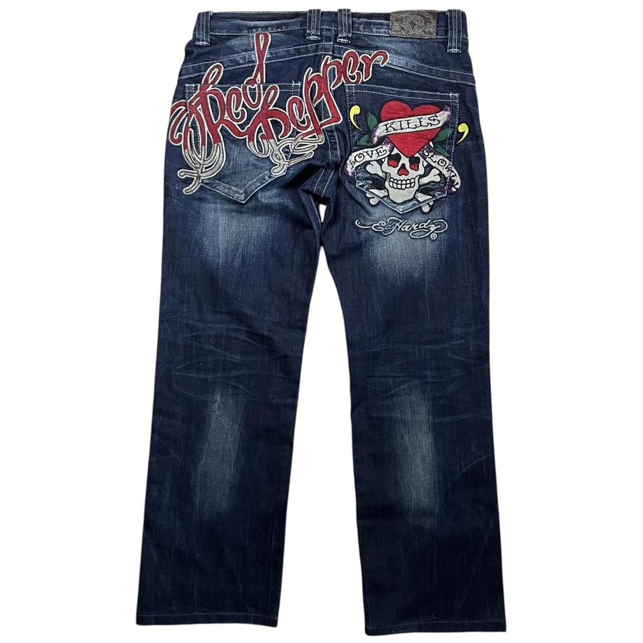 Ed Hardy Red Pepper Embroidery Jeans