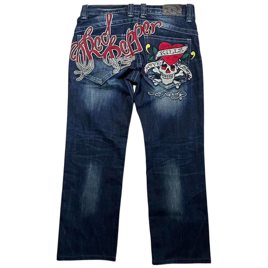 Ed Hardy Red Pepper Embroidery Jeans